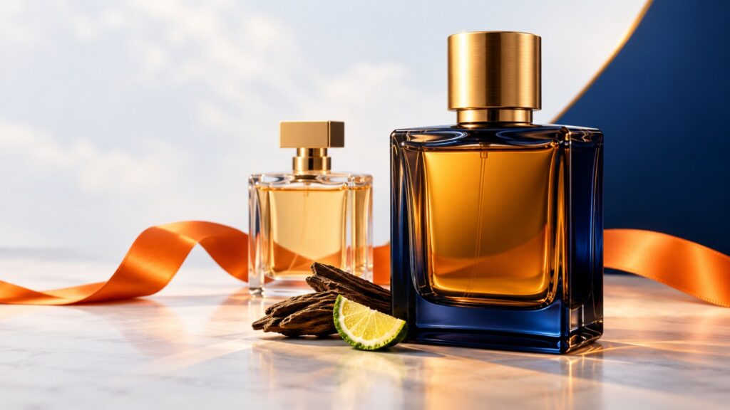 زجاجتا عطر فاخرتان مع العود والحمضيات